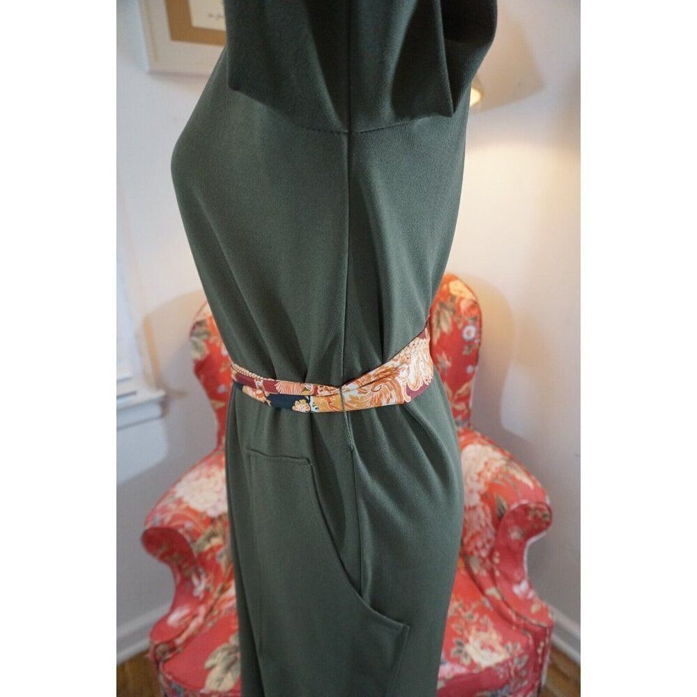 Zara Olive Green Midi Dress with Satin Scarf Belt - Size S - Picture 7 of 16